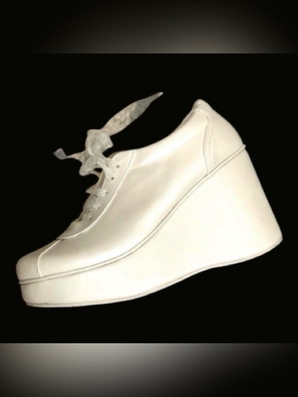 Alex Rivière Pearl White Wedding Shoes Platform Wedges Laced Leather Sneaker 7.5
